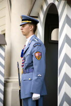 Sentry beside Guardbox at Prague CastlePraha Ceska Eastern Europe European