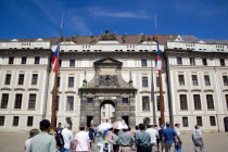 Tourists entering Prague Castle through the Matthias Gate in HradcanyPraha Ceska Eastern Europe European