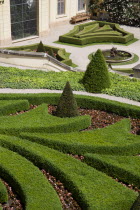 Trimmed box hedging with planting between and shaped shrubs in the Vrtba Gardens in the Little QuarterPraha Ceska Eastern Europe European