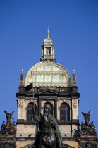 The equestrian monument to St Wenceslas in front of the National Museum in Wenceslas Square in New TownPraha Ceska Eastern Europe European