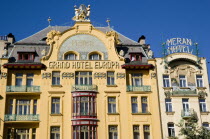 The Art Nouveau Grand Hotel Europa and Meran Hotel in Wenceslas Square in New TownPraha Ceska Eastern Europe European