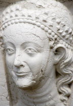 Carving of a female face on a column of the Doges Palace