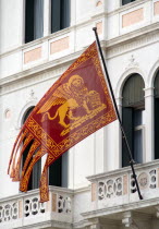 The Venetian flag with the winged Lion of St Mark on it