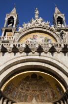 The 17th Century mosaics on the facade and Central Doorway arch of the Basilica of St Mark