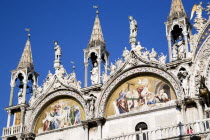 The facade of St Marks basilica with its 17th Century mosaics