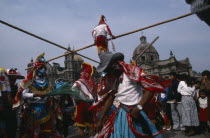 Our Lady of Guadelope Festival dancers  musicians and acrobats in front of the Basilica.