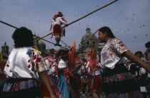 Our Lady of Guadelope Festival dancers  musicians and acrobats in front of the Basilica.