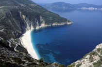 Myrtos  Mirtos  Beach  from cliff top.TravelTourismHolidayVacationExploreRecreationLeisureSightseeingTouristAttractionTourDestinationMyrtosMirtosBeachBayKefaloniaKephaloniaKefalloni...