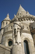 Castle Hill District  Trinity Square Fishermens Bastion  Saint Stephens  Szent Istvan  statue  TravelTourismHolidayVacationExploreRecreationLeisureSightseeingTouristAttractionTourDestinati...