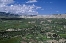 Agricultural landscape north of Lo Manthang.Asia Asian Nepalese Scenic Farming Agraian Agricultural Growing Husbandry  Land Producing Raising