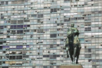 Statue of Jose G Artigas that stands on top of his mausoleum in Plaza UruguayLatin AmericaSouth AmericaTravelTourismHolidaysMontevideoStatueUrbanArchitectureArtigasAmerican Hispanic Latino