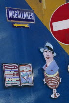 Street sign in La Boca.ArgentinaLa BocaHolidaysTourismTravelBuenos AiresSouth AmericaRedBlueMegallanesAmerican Argentinian Hispanic Latin America Latino