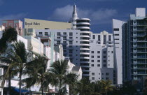 South Beach. Old meets new; Art Deco and modern architecture dominate the skyline at the north end of Ocean Drive.American North America United States of America Beaches Resort Sand Sandy Seaside Sho...