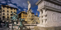 Piazza della Signoria.  Fontana di Nettuno  fountain designed in 1575 by Ammannati depicting Neptune surrounded by water nymphs.Firenze History Italia Italian Southern Europe European Toscana Tuscan