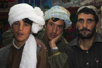 Men inside Chaikhana  tea house  Between Chakhcharan and Jam  Dulainai