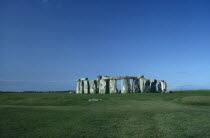 View across the grass on Salisbury Plain towards the standing stones.