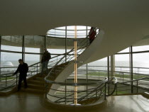 The De La Warr Pavilion. Interior view of the helix staircase with visitors walking the stepsEuropean Great Britain Northern Europe UK United Kingdom British Isles History Pavillion