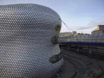 Exterior of Selfridges department store in the Bullring shopping centre. Elevated walkway to carpark.