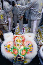 Lion Dance troupe performing in Gerrard Street during Chinese New Year celebrations in 2006 for the coming Year of The Dog