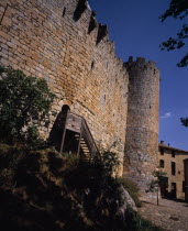 Chateau Villerouge-Termenes.  Outer walls of medieval castle stronghold in village where Guilhem Belibaste  the last Cathar prefect was burnt at the stake in 1321.