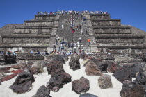 Tourists  Pyramid of the Moon  Piramide de la Luna  Teotihuacan Archaeological Site