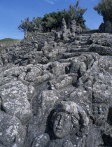 Rochers Sculptes de Rotheneuf. Sculptures of faces carved into rock