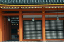 Exterior detail of the Heian shrine  built in 1895 to celebrate the 1100th anniversary of the founding of the city.  Its buildings are a replica on a reduced scale of the first Imperial Palace built i...