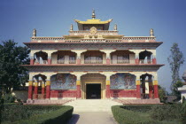 Tibetan Temple facade with red columns