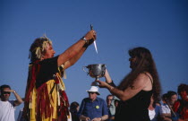 Pagans celebrating the Lammas Day festival in August.