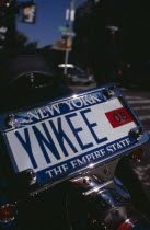 Detail of motorbike number plate YNKEE