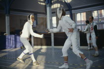 Fencers in battle