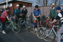 Teenagers on mountain bikes