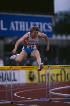 Hurdler Bryan Whittle competing in 400 metre hurdles at Crystal Palace  London  England.