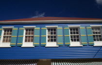 Gustavia.  Brightly painted town house.St Barts Caribbean West Indies