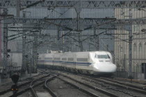 A bullet train  nozomi shinkansen  arrives at Tokyo StationAsia Asian Japanese Nihon Nippon