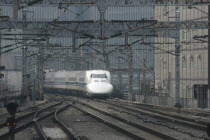 A bullet train  nozomi shinkansen  arrives at Tokyo StationAsia Asian Japanese Nihon Nippon