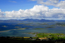 View over the Atlantic coast from Croagh Patrick Mountain.Eire European Irish Northern Europe Republic Ireland Poblacht na hireann Scenic