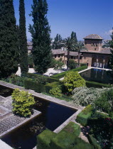 The Alhambra. Jardins de Partal with the Palace of the Maids beyond