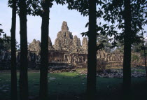 Bayon Temple south facade seen through trees