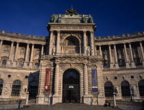 Hofburg Royal Palace. New Castle section with main entrance to National Library