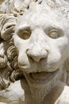 Stone lion in the Upper Barrakka Gardens