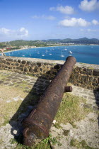 Pigeon Island National Historic Park Cannon on Fort Rodney overlooking Rodney Bay