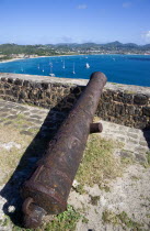 Pigeon Island National Historic Park Cannon at Fort Rodney overlooking Rodney Bay