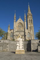 St Macartans Cathedral with statue of the saint and St PatrickIreland Eire Cathedrals Religion Architecture