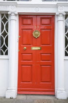 Red door in Georgian doorwayIreland Eire Dublin Georgian Architecture Doorways