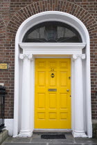 Yellow door in Georgian doorwayIreland Eire Dublin Georgian Architecture Doorways