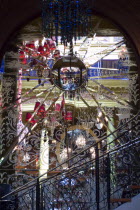 Interior of the Cafe Vaudeville bar and restaurant in Arthur Street. Detail of ornate mirror  building used to be a Bank.Bal Feirste Eire European Irish Northern Europe Republic Ireland Poblacht na...