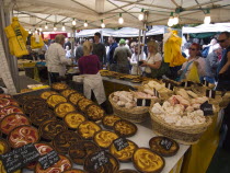 Bretagne bakers stall at international food market stall outside City Hall.Bal Feirste Eire European Irish Northern Europe Republic Ireland Poblacht na hireann Holidaymakers Tourism Tourist