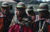 Women wearing hats and traditional textilesAmerican Bolivian Classic Classical Cloth Female Woman Girl Lady Hispanic Historical Latin America Latino Older South America