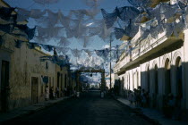 Street decorated for Independence Day American Hispanic Kids Latin America Latino Mexican